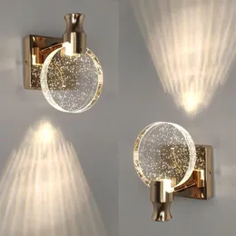 Creative Bubble Crystal Wall Lamps Minimalistiska vardagsrummet sovrum sovrum vägg sconce badrum spegel främre vägg ljus fixtur262t