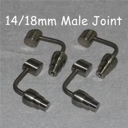 90 ﾰ دلو Domleles Bar Titanium Nails 10mm 14mm 18mm ذكر أنثى Gr2 Titanium Dabber Tool for Oil Pills Glass Bong Silicone N221L