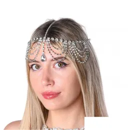 Saç klipsleri barrettes bling kristal saç bandı ayarlanabilir klips pim zinciri gelin düğün için fl rhinestone barrette saç eti kafa bandı bir dhm91