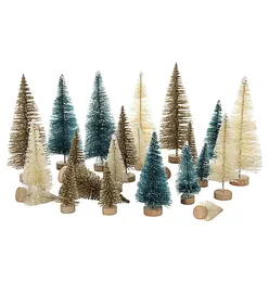 Artificial Sisal Christmas Tree Mini Pine Tree with Wood Base DIY Crafts Home Table Top Decor Christmas Ornaments Green Gold and 6771631