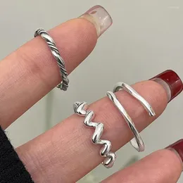 Klusterringar 925 silver öppen fingerring snurr enkel linje spiral punk geometrisk stapel för kvinnor tjej smycken gåva dropship grossist