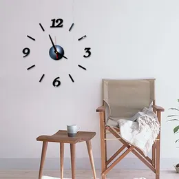 Naklejki ścienne świetliste zegary duże zegarek zegarowy Horloge 3D DIY Acryl Mirror Quartz Duvar Saat Klock Modern Mute