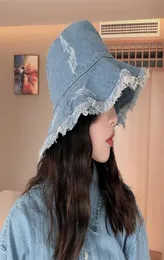 Maxsiti U Vintage Denim Bucket Hat Women Washed Cotton Fisherman Hat Tassel Big Brim Fashion Liedure Basin Hat 2112277832847