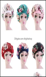 Beanieskl Caps Hut Hüte Schals Handschuhe Fashion Accessoires Frauen Imitation Seiden Turban elastischer Muslimhut Chemo Kappe Florale Print5615665