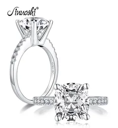 Ainuoshi moda 925 prata esterlina 325 quilates almofada corte anel de noivado simulado diamante casamento anel de prata jóias presentes y23052960