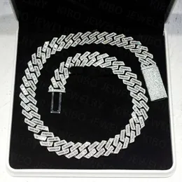 Kibo Hip Hop Jewelry 18mm 925 Silver Vvs Baguette Moissanite Diamond Cuban Link Chain