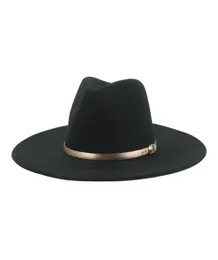 Chapéus de Fedora para Mulheres Banda Classic Formal Igreja Chapéus para homens Panamá Solid Black White Felt Women Hat Sombreros de Mujer2143649