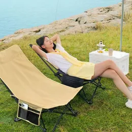 Mobília de acampamento acampamento dobrável cadeira lua ao ar livre portátil dobrável com bolso lateral ultra-leve chaise lounge para pesca