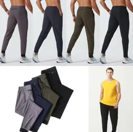 Lu Men's Jogger Long Pants Sport Yoga strój Szybki suchy sznurka do siłowni Kieszenie dresowe spodnie spodni ll mens swobodne elastyczne fitness 2324