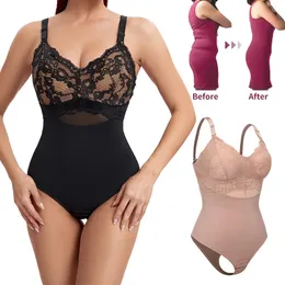 Cintura barriga shaper rendas tangas bodysuit shapewear mulheres sem costura corpo inteiro shaper cintura magro controle de barriga roupa interior plana barriga suave espartilho nu 231211