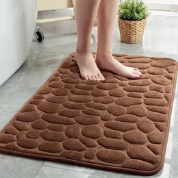 Tapetes 1 pc Cobblestone Bath Mat Stone Texturizado Rapid Water Absorvente NonSlip Lavável Grosso Macio e Confortável Tapete para 231211