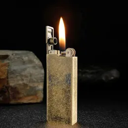 Metal Vintage Personalized Grinding Wheel Open Flame Ignition Lighter Retro Kerosene Lift Creative Portable Men's Gift