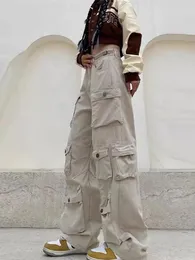 Pantaloni da donna Industria Pesante Multi-Tasche Cargo Lavato Donna Streetwear Y2K Pantaloni Jeans Vintage a Gamba Dritta Oversize a Vita Alta