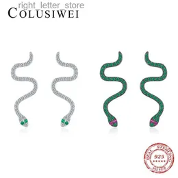 Stud Colusiwei bonito cobra autêntico sólido 925 prata esterlina moda animal longo brinco para mulheres finas jóias acessórios yq231211