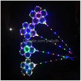 زخرفة الحفلة LED البرقوق أزهار البالون 18 بوصة وميض النادي Bobo Ball Light Up Balloons مع صناديق البطارية زفاف عيد ميلاد DRHDHT