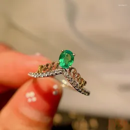 Küme halkaları 0.4 ct doğal zümrüt alyans 4mm x 5 mm nişan doğum taşı kadın hediye moda takı olabilir