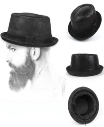 Szerokie brzegi kapelusze mężczyźni fedora hat moda skórzana dżentelmen płaski ciasto wieprzowe dla taty melonik Jazz Sun Big 4size S M L XL1585535