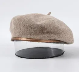 Nya mode basker Autumn Winter Pu Leather Edging Wool Brim Lady Beret Hat For Women Men Leisure Painter Pumpkin Peaky Blinders B2566686