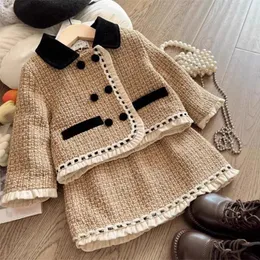 Kleidung Sets Mädchen Herbst/Winter Baumwolle Clip Set 2023 Baby Duftenden Stil Modische Dicke Blume Gewebt Zwei Stück