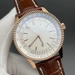Męski luksus zegarek Rose Gold skórzany pasek Nowy moda Super Avenger 1884 Designer Watch Mans Watch Automatyczny zegarek mechaniczny Ruch na rękę Orologio Uomo