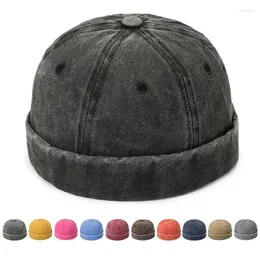 Beralar Sınsız Erkekler Pamuk Beanie Sailor Hat Sokak Taşınabilir Düz Renk Retro Ayarlanabilir Kafatalar Docker Caps