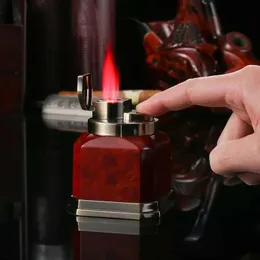 Windproect Welding Gun Cigar Lighter Retro Metal Desktop Uppblåsbar fyra raka röda Flame Men's High-End-gåva