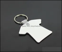 Keychains Fashion Accessories Hela 100st DIY MDF Dubbel tom Tshirt Key Chain Sublimation Wood Ring för värmepressöverföring JE2441132