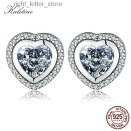 Stud KALETINE Earring Shining White AAA Zirconia Heart Stud Earrings For Women 925 Sterling Silver Bridal Engagement Jewelry KLTE052 YQ231211