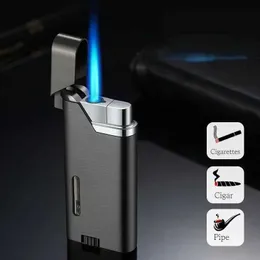 2023 New Metal Windproof Portable Igniter Visible Transom Inflatable Lighter Kitchen Outdoor Men Smoking Tool Gift