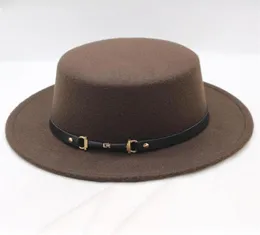 ألوان كلاسيكية صلبة شعرت قبعة Fedoras للرجال WOLL WOOL Blend CAP CAP WIDE BRIM Simple Flat Top Top Hat27453261217