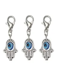 100pcs Hamsa Hand Blue Evil Eye Kabbalah Luck Charms Lobster Clasp Dangle Charms for Jewelry Making Resountings9944936