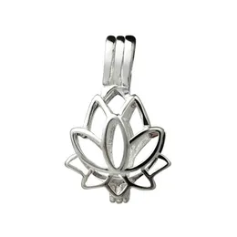 Lotusblüten-Anhänger, kleine Medaillons, 925er Sterlingsilber, Geschenk, Liebeswünsche, Perlenkäfig, 5 Stück282o