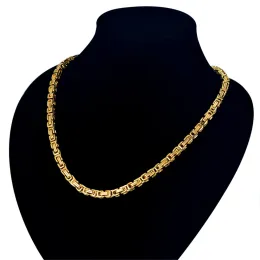 Mens Gold Chain Halsband Male Corrente 14K Gul guldhalsband byzantinskedjor för män smycken