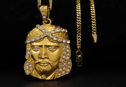 Neue 14K Gold plattierte Männer Frauen Hip Hop Wasser Diamanten Jesus Porträt Anhänger Juses Pendant6324401