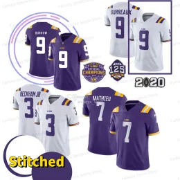 LSU Tigers Burreaux 9 Joe Burrow Jersey Justin Jefferson Odell Beckham Jr. Tryann Mathieu 7 Fournette Mens College Football Stitched Jerseys