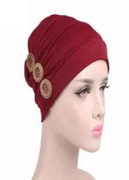 Bufanda de turbante, sombrero contra el cáncer, gorros para mujer, gorros femeninos con volantes, gorro rojo de viento, turbante de algodón Chimio, botón musulmán 8007965075