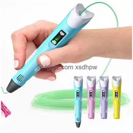 3D Ding Pen DIY Impressora ABS Filamento de 1,75 mm Impressão de artes LCD Presente educacional para crianças Pintura de design Drop Drop Delt Dhl3a