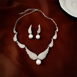 Комплект ожерелья и серег, корейские роскошные ювелирные изделия, романтическая бабочка, крыло ангела для женщин, высококачественная цепочка-воротник, аксессуары для ушей, подарок