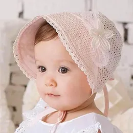 Hattar S Lace Flower Hollow Kid's Cap 3-18 Månad Summer Princess Spädbarn Baby Girl Hat With Bow Kids Beach Bucket