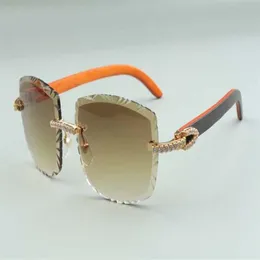 2021 дизайнерские солнцезащитные очки 3524023, линзы средней огранки с бриллиантами, натуральные гибридные деревянные дужки, размер очков 58-18-135 мм327K