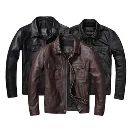 رجال S Leather Faux Vintage Brown Red Genine Men 100 Gowhide Natural Jackets Man Autumn Calting Coal 231211