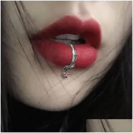 Labret, dudak piercing takı labret dudak piercing mücevher tasarımcısı delik yok delik moda mizaç kız ins net kırmızı yüksek son 230613 dr dhjdf