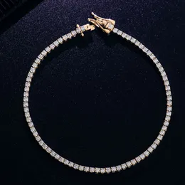 목걸이 Moissanite Chain Real Gold Mossanite 팔찌 Moissanite Prong 설정 테니스 체인 6-9 인치 힙합 스타일 남성 팔찌