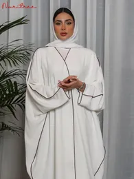 Etniska kläder SXL Fashion Line Overized Abayas med Belt Djellaba Muslim Dress Dubai Full Längd Abaya Turkiet Islam Robe WY1518 231208