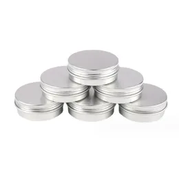 Round Aluminum Cans Tins 5ml 10ml 15ml Storage Cream Cosmetic Pot Lip Balm Container Box Case Tin Jar Jars with Screw Lids Silver