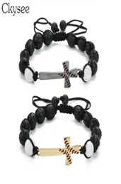 Ckysee مصنوعة يدويًا Macrame Bck ve Stone Beded Bracelet Bracelet Bracelet المجوهرات للنساء و Men11624934