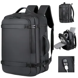 School Bags 40L expandable USB travel backpack approved for flight carrying waterproof and durable 17 inch men's backpack 231211