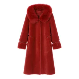 Cappotto lungo da donna in pelliccia sintetica Haining con particelle di pecora tosata, composto da pelliccia 231211