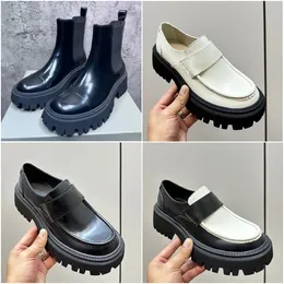 Traktör 20mm Botlar Tasarım Erkek Kadınlar Traktör Loafer Lüks Pürüzsüz Calfskin Kalın Dişli Kauçuk Dış Tablo Konforlu Ayakkabı Chaussure Femme