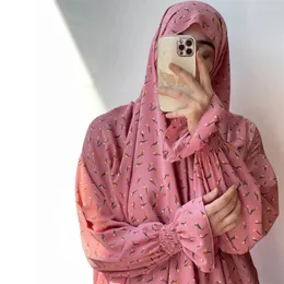 Ethnische Kleidung Ramadan Muslimische Frauen Abaya Blumendrucke Gebetskleidungsstück Kapuzenkleid Islamkleid Plus Size Lange Saudi-Afrika-Robe